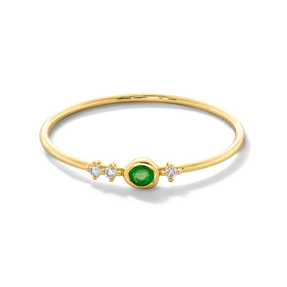 Bezel-Set Emerald and Certified Lab-Grown Diamond Accent Ring in 10K Gold (F/Vs2)