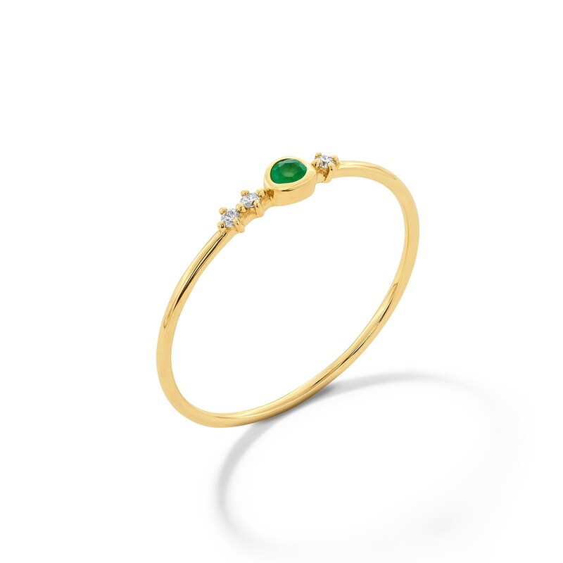 Main Image 3 of Bezel-Set Emerald and Certified Lab-Grown Diamond Accent Ring in 10K Gold (F/VS2)
