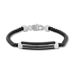 1/5 CT. T.W. Black Diamond Bar Bracelet in Solid Stainless Steel and Black Ion Plate - 8.5"