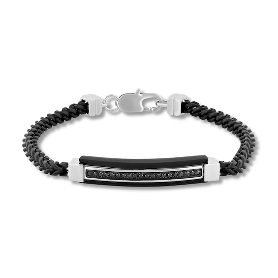 1/5 CT. T.w. Black Diamond Bar Bracelet in Solid Stainless Steel and Black Ion Plate - 8.5"