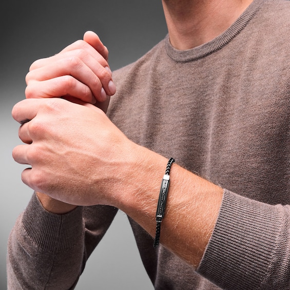 1/5 CT. T.w. Black Diamond Bar Bracelet in Solid Stainless Steel and Black Ion Plate - 8.5"
