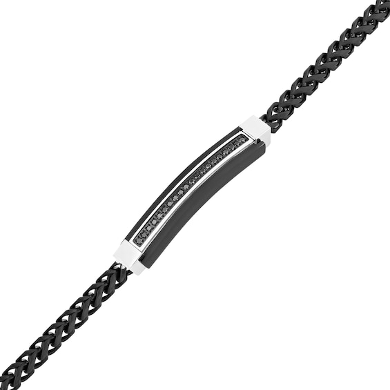 1/5 CT. T.w. Black Diamond Bar Bracelet in Solid Stainless Steel and Black Ion Plate - 8.5"