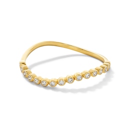 1/6 CT. T.W. Certified Lab-Grown Diamond Bezel-Set Wave Ring in 10K Gold (F/VS2)