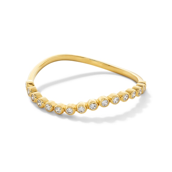 1/6 CT. T.w. Certified Lab-Grown Diamond Bezel-Set Wave Ring in 10K Gold (F/Vs2)
