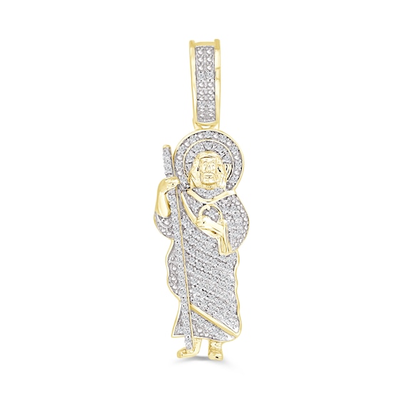 1/5 CT. T.w. Diamond Jesus Necklace Charm in 10K Gold