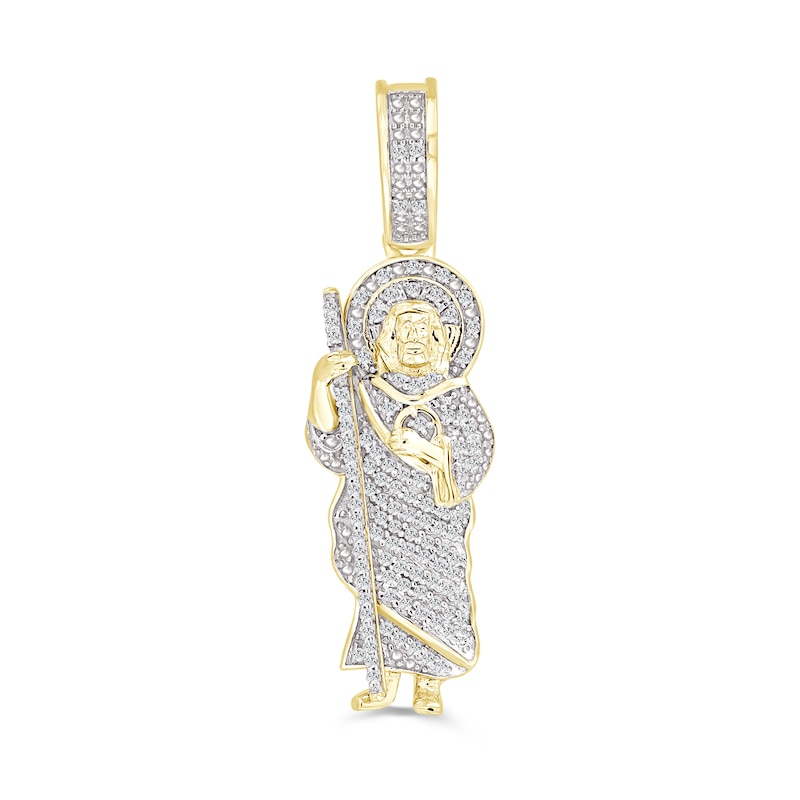 Main Image 1 of 1/5 CT. T.W. Diamond Jesus Necklace Charm in 10K Gold