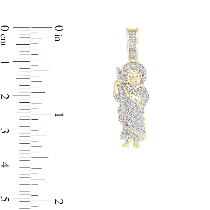 Main Image 2 of 1/5 CT. T.W. Diamond Jesus Necklace Charm in 10K Gold