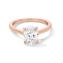 3 CT. Oval Certified Lab-Grown Diamond Solitaire Engagement Ring in 14K Rose Gold (F/VS2)