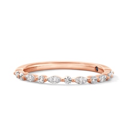Vera Wang Love Collection 1/4 CT. T.W. Marquise and Round Diamond Alternating Anniversary Band in 14K Rose Gold