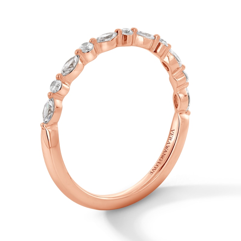 Main Image 2 of Vera Wang Love Collection 1/4 CT. T.W. Marquise and Round Diamond Alternating Anniversary Band in 14K Rose Gold