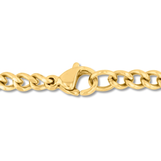 1/10 CT. T.w. Diamond Cross Pendant in Stainless Steel and Yellow Ion Plate - 24”