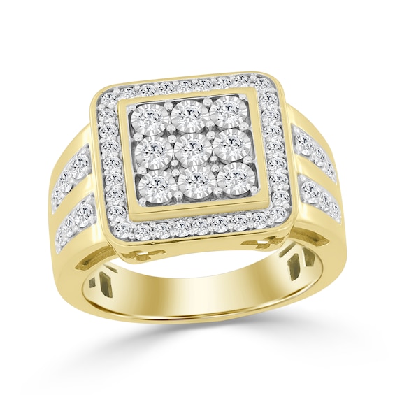 1 CT. T.w. Cushion-Shaped Multi-Diamond Frame Ring in 10K Gold