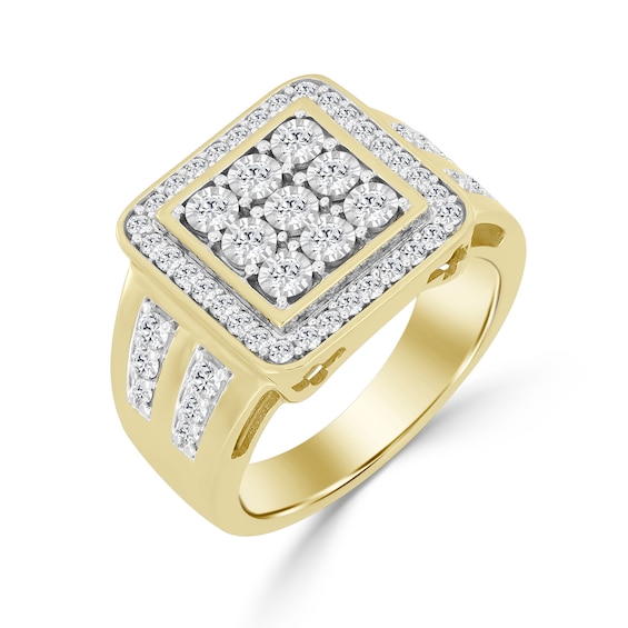 1 CT. T.w. Cushion-Shaped Multi-Diamond Frame Ring in 10K Gold