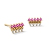Thumbnail Image 1 of Pink Sapphire and Certified Lab-Grown Diamond Accent Double Row Stud Earrings in 10K Gold (F/VS2)