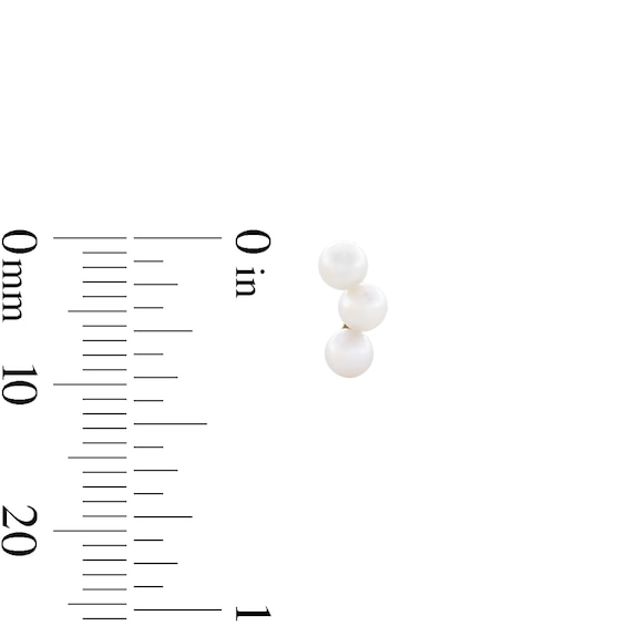 Freshwater Cultured Pearl Three Stone Stud Earrings in 10K Gold