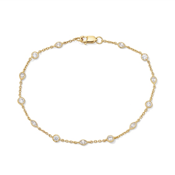 3/4 CT. T.w. Multi-Shaped Certified Lab-Grown Diamond Bezel-Set Station Bracelet in 10K Gold (F/Vs2)