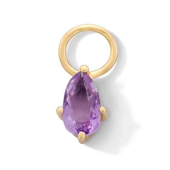 Pear-Shaped Amethyst Solitaire Earring Charm in 10K Gold