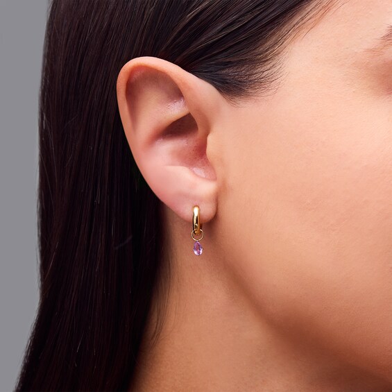 Pear-Shaped Amethyst Solitaire Earring Charm in 10K Gold
