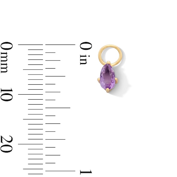 Pear-Shaped Amethyst Solitaire Earring Charm in 10K Gold