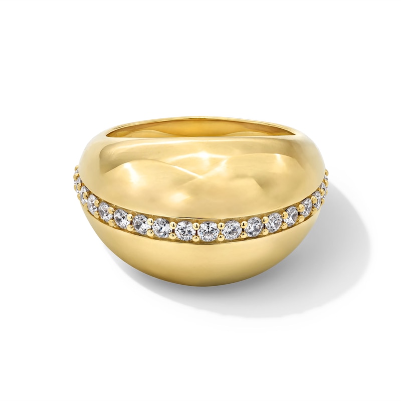 Main Image 1 of 1/2 CT. T.W. Certified Lab-Grown Diamond Tapered Dome Ring in Sterling Silver with 14K Gold Plate (F/VS2)