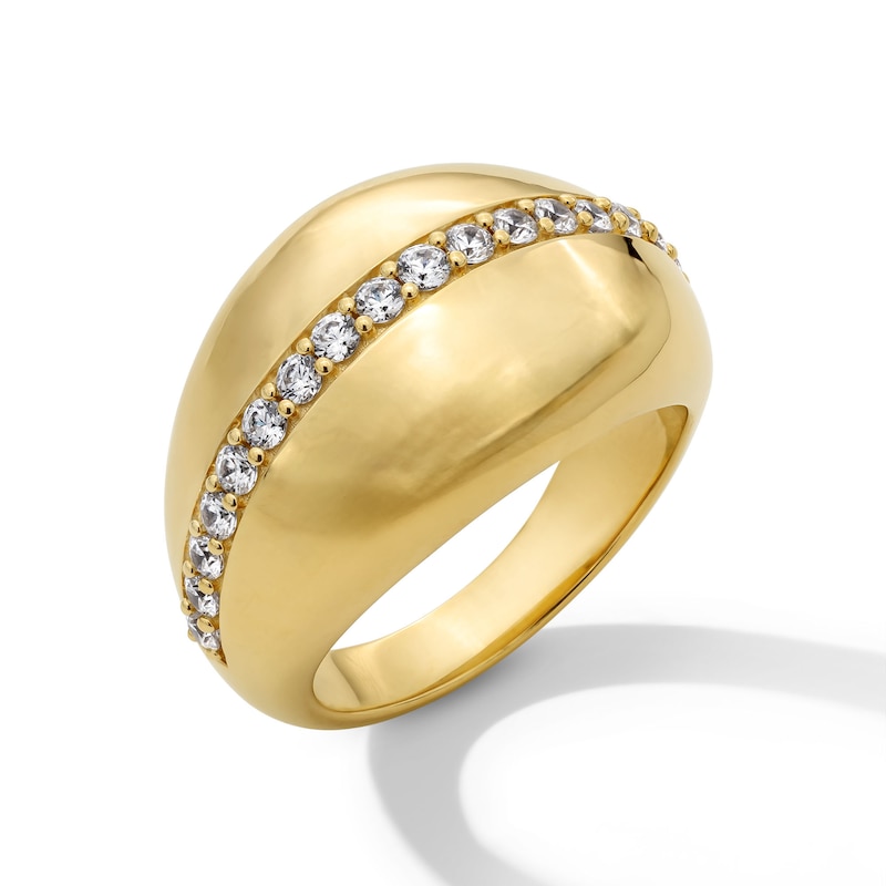 Main Image 2 of 1/2 CT. T.W. Certified Lab-Grown Diamond Tapered Dome Ring in Sterling Silver with 14K Gold Plate (F/VS2)