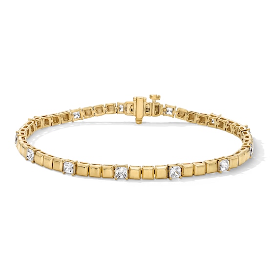 2 CT. T.w. Princess-Cut Certified Lab-Grown Diamond Station Bracelet in Sterling Silver with 14K Gold Plate (F/Vs2)