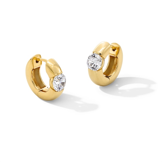 2 CT. T.w. Certified Lab-Grown Diamond Solitaire Hoop Earrings in Sterling Silver with 14K Gold Plate (F/Vs2)