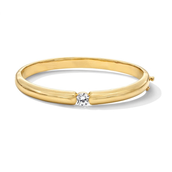 1 CT. Certified Lab-Grown Diamond Solitaire Bangle in Sterling Silver with 14K Gold Plate (F/Vs2)