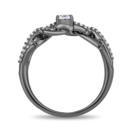 Enchanted Disney Villains Maleficent 1/2 CT. T.w. Oval Certified Lab-Grown Diamond Vine Ring in Black Sterling Silver