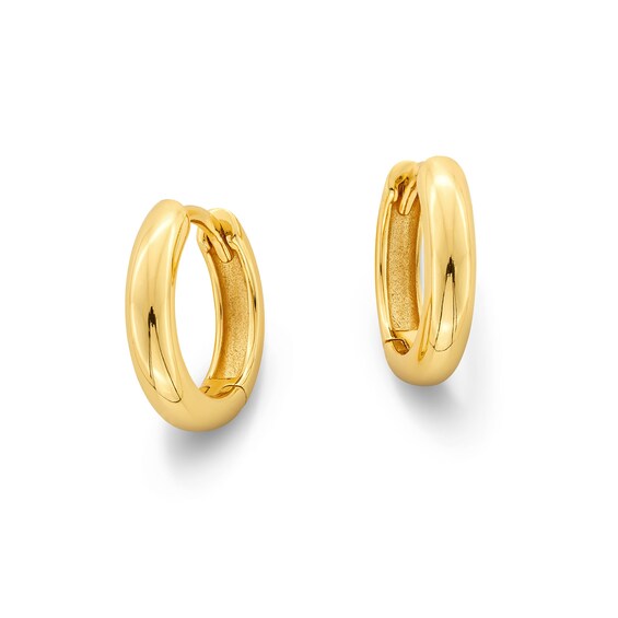 11.8mm Huggie Hoop Earrings in Sterling Silver with 18K Gold Plate