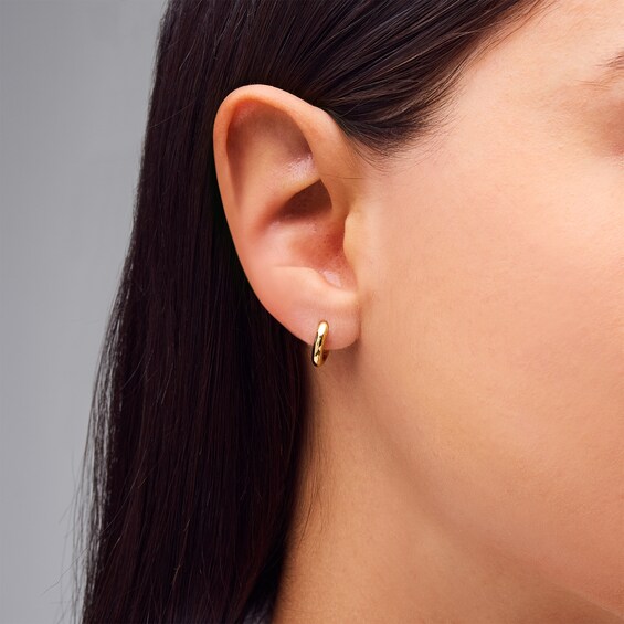 11.8mm Huggie Hoop Earrings in Sterling Silver with 18K Gold Plate