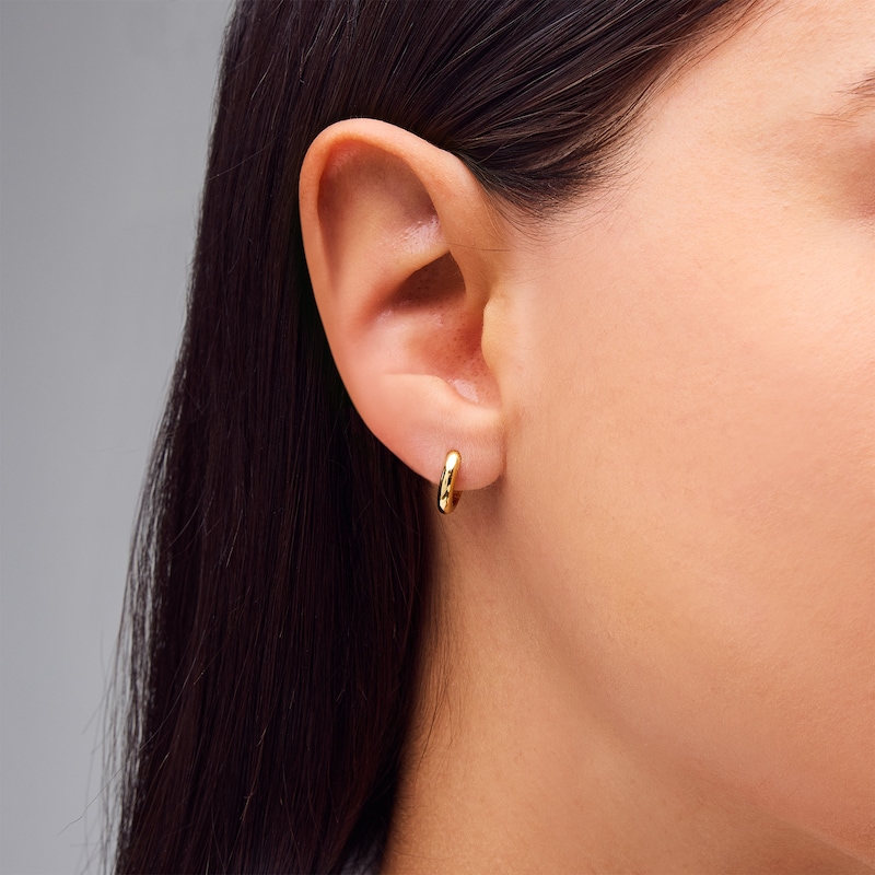 Main Image 2 of 11.8mm Huggie Hoop Earrings in Sterling Silver with 18K Gold Plate