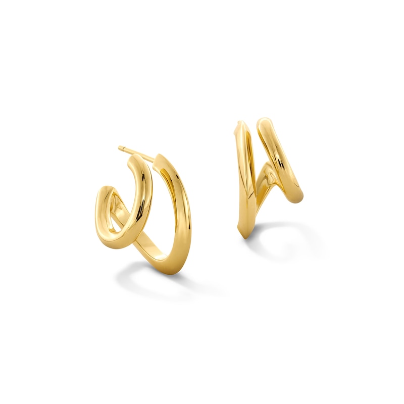 Main Image 1 of 17.3mm Split Open Hoop Earrings in Sterling Silver with 18K Gold Plate