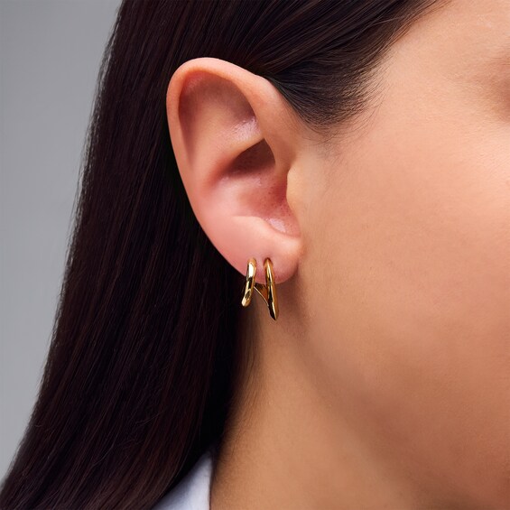 17.3mm Split Open Hoop Earrings in Sterling Silver with 18K Gold Plate