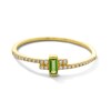 Thumbnail Image 1 of Baguette-Cut Green Tourmaline and Certified Lab-Grown Diamond Bypass Ring in Sterling Silver with 18K Gold Plate
