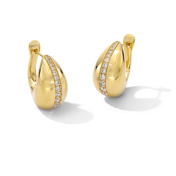1/2 CT. T.w. Certified Lab-Grown Diamond Tapered Dome Hoop Earrings in Sterling Silver with 14K Gold Plate (F/Vs2)