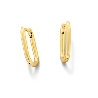 14.0mm Oval Hoop Earrings in Sterling Silver with 18K Gold Plate