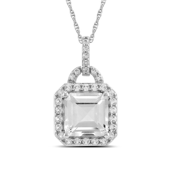 Emerald-Cut and Round White Lab-Created Sapphire Doorknocker Drop Pendant, Earrings and Ring Set in Sterling Silver