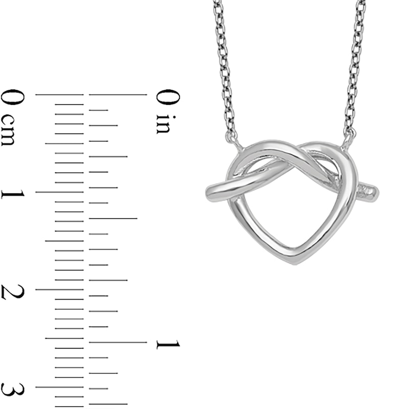 Main Image 2 of Knotted Heart Necklace in Sterling Silver - 17.75”