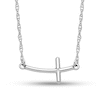 Thumbnail Image 1 of Sideways Curved Cross Necklace in Sterling Silver