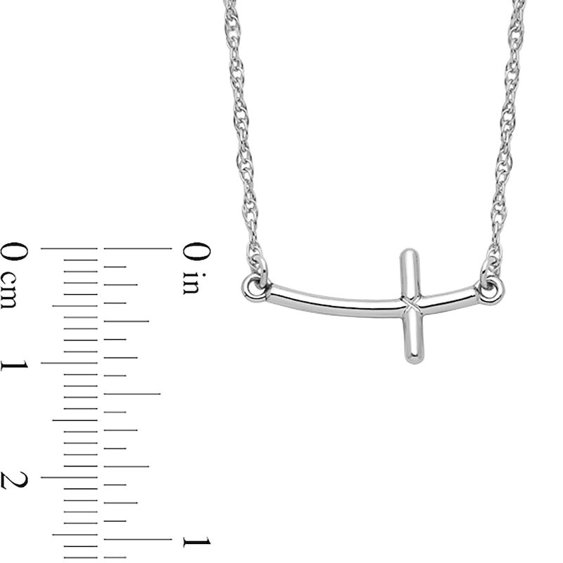 Main Image 2 of Sideways Curved Cross Necklace in Sterling Silver