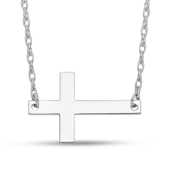 Sideways Cross Necklace in Sterling Silver