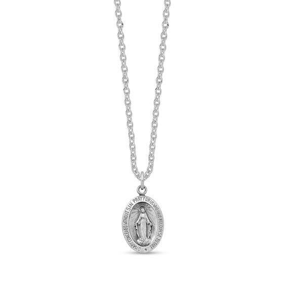 Miraculous Oval Medal Pendant in Sterling Silver