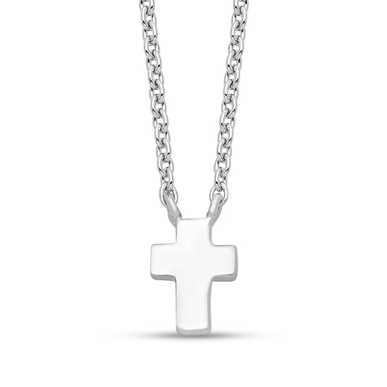 Polished Cross Necklace in Sterling Silver - 17"