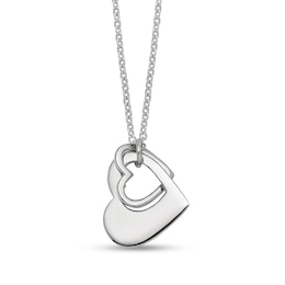 Entwined Tilted Hearts Pendant in Sterling Silver