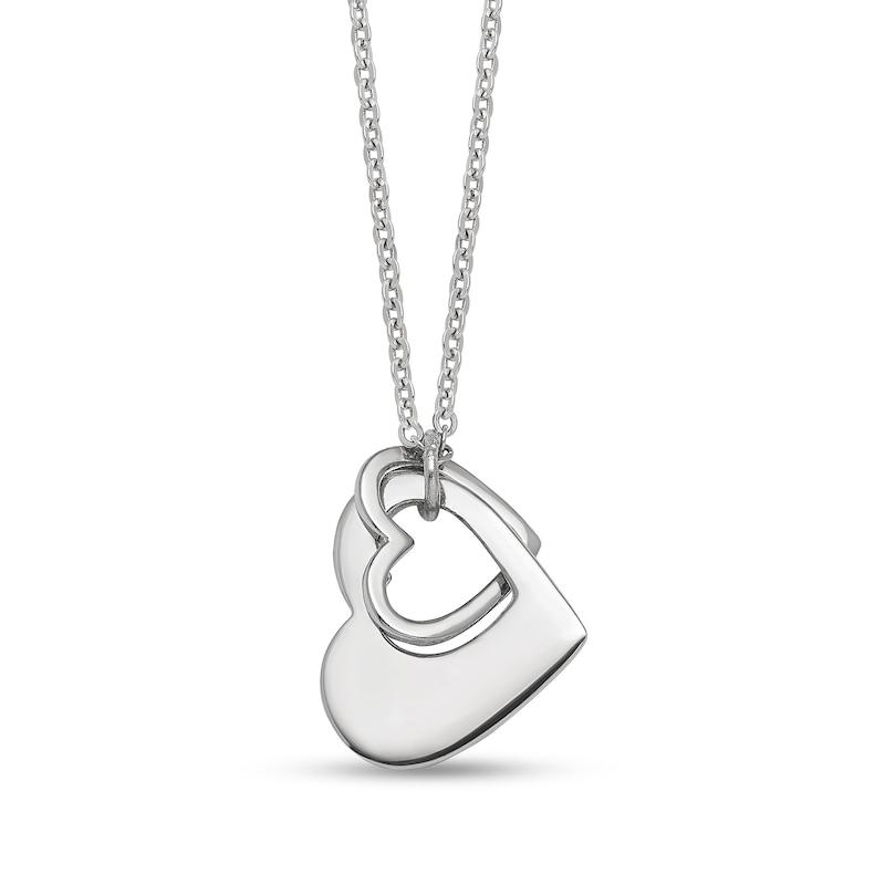 Main Image 1 of Entwined Tilted Hearts Pendant in Sterling Silver