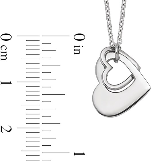 Entwined Tilted Hearts Pendant in Sterling Silver
