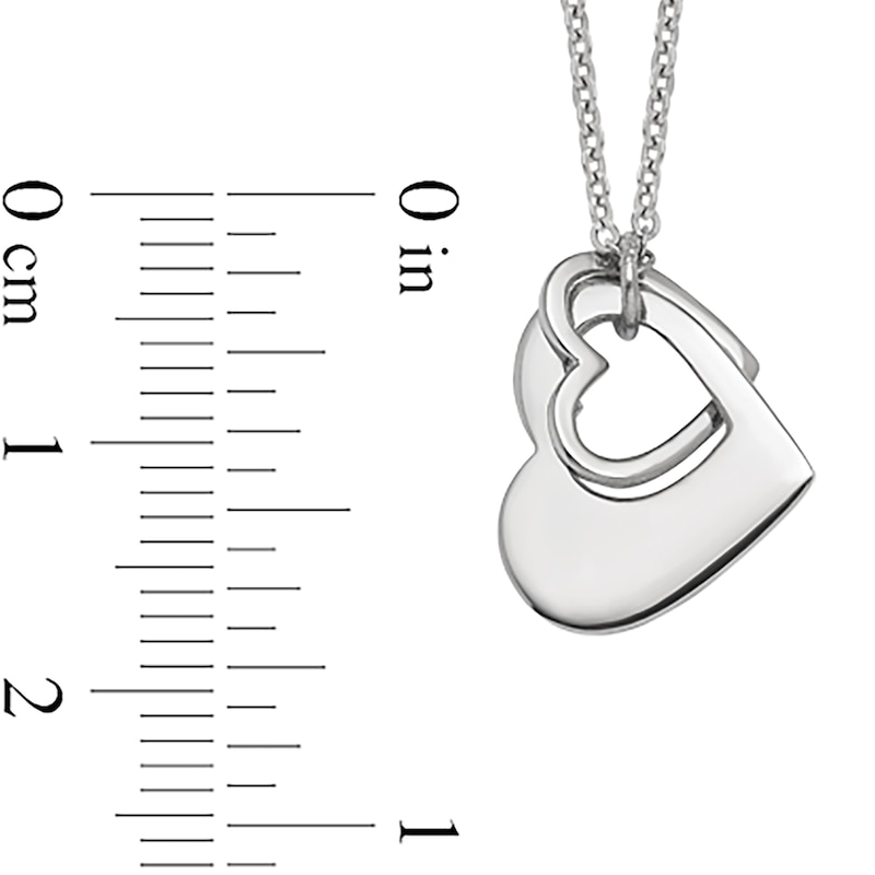 Main Image 2 of Entwined Tilted Hearts Pendant in Sterling Silver