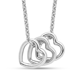 Tilted Trio Hearts Pendant in Sterling Silver