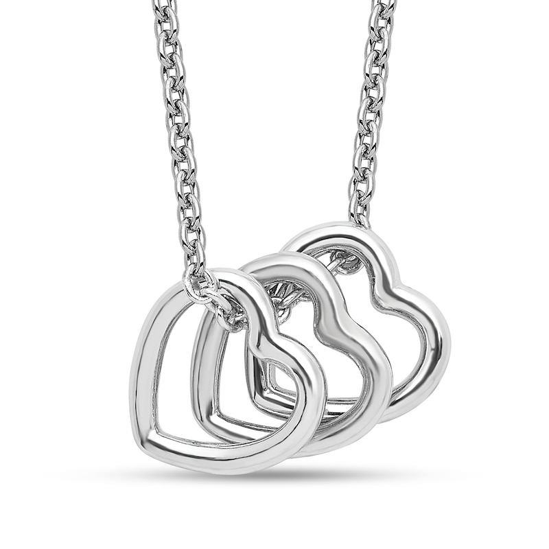Main Image 1 of Tilted Trio Hearts Pendant in Sterling Silver